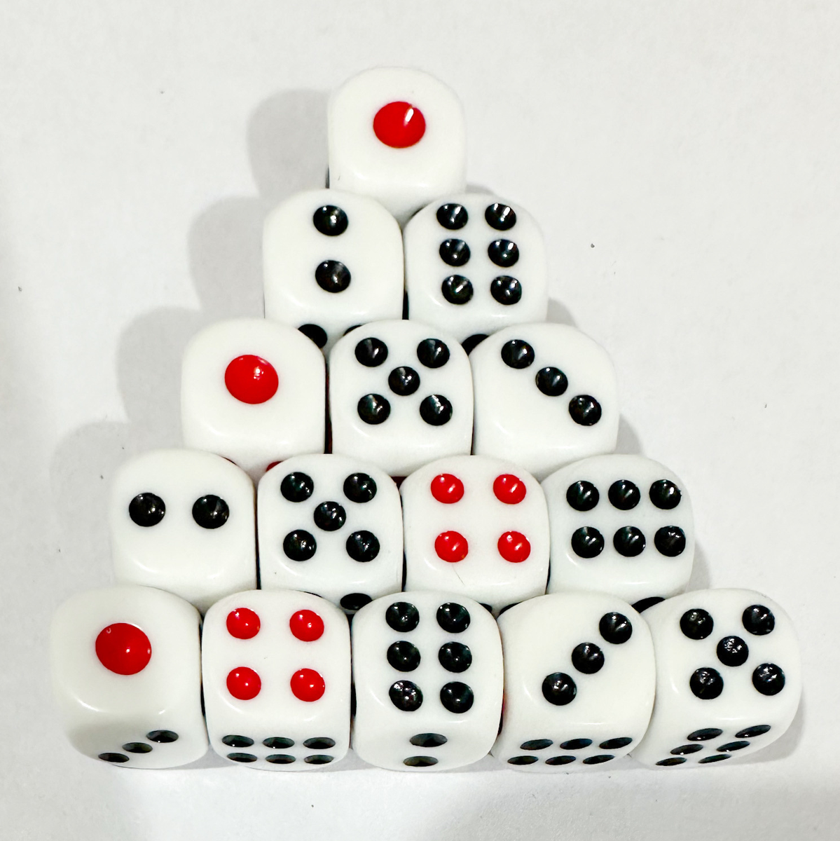 14 mm Rounded-Corner Dice with Red and Black Pips