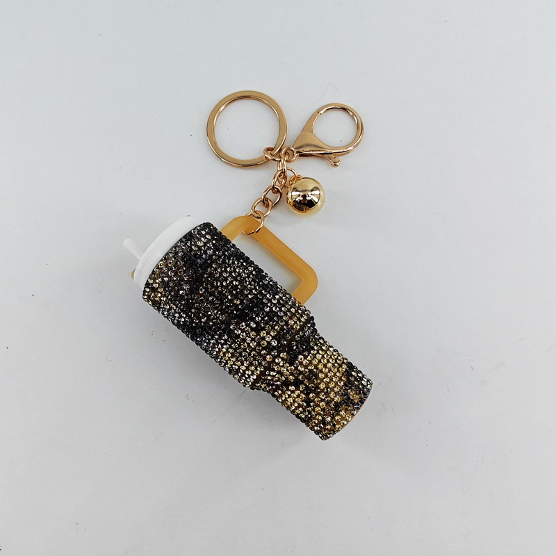 Rhinestone Mini Tumbler and Lip Balm Holder Keyrings