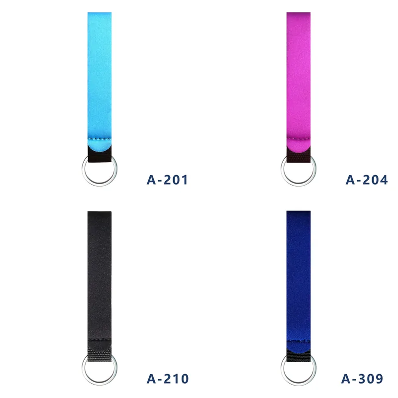 Neoprene Wrist Strap Keyrings, Solid Colors