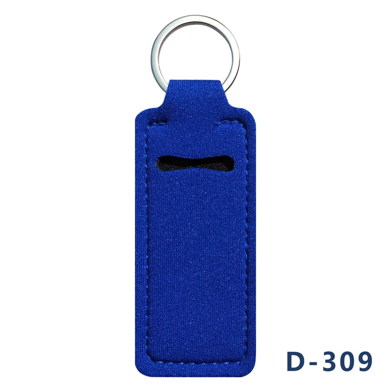 Rectangular Lip Balm Holder Keyrings, Solid Colors