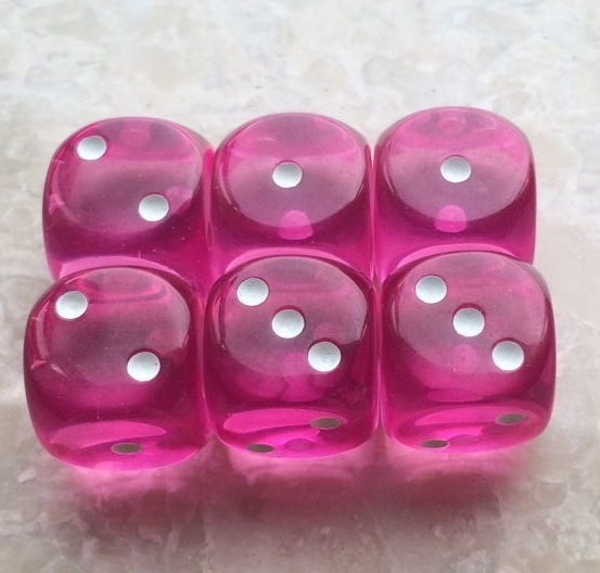 16 mm Resin Dice with 1, 2 and 3 Pips