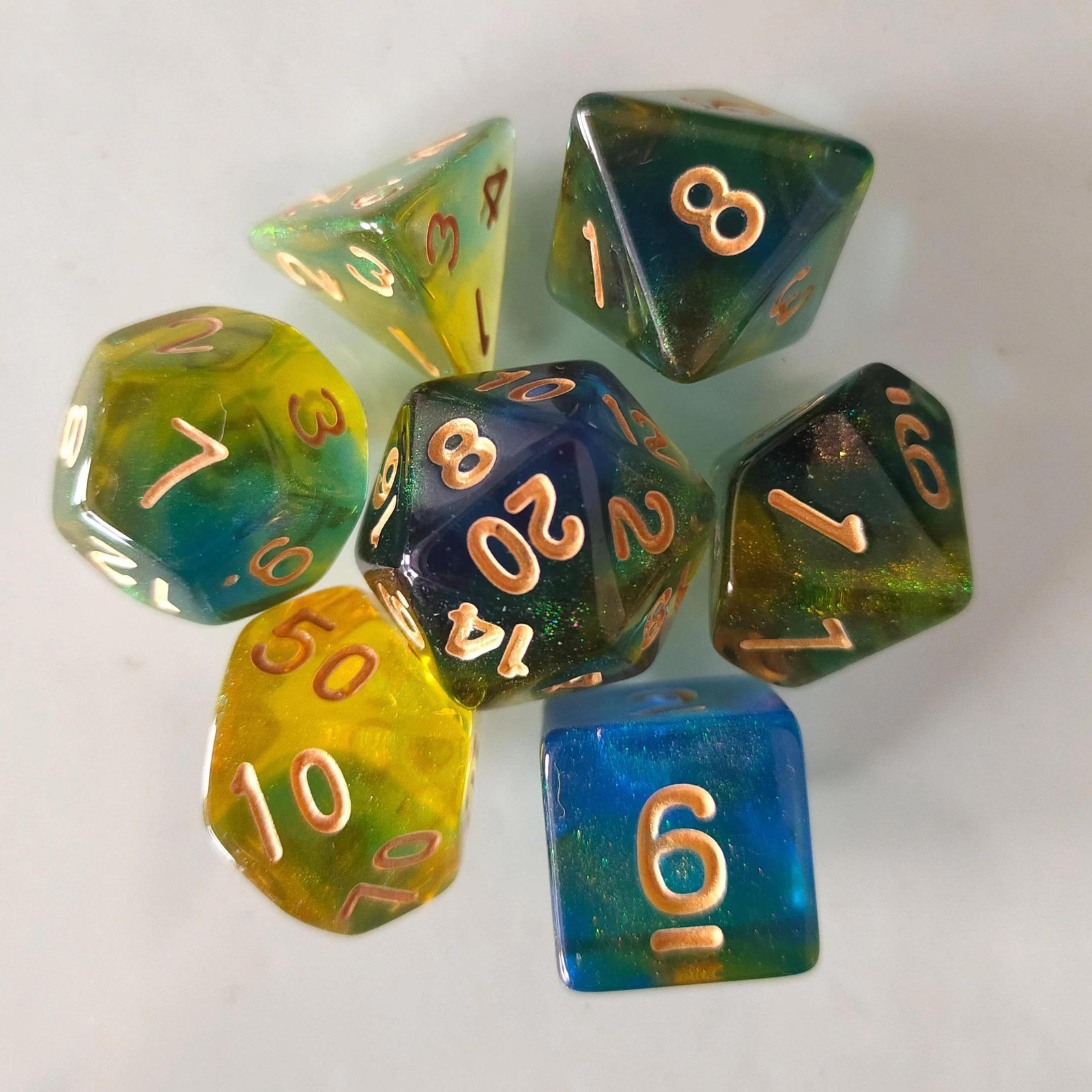 7-Piece Color-Shifting Acrylic Polyhedral Dice Set