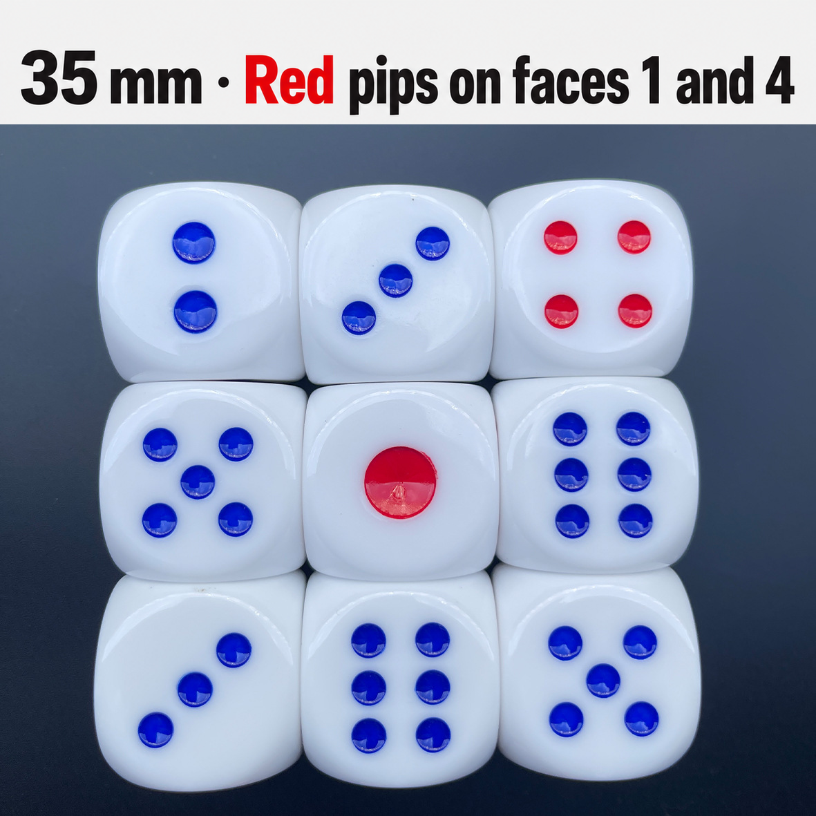 Resin Dice with Rounded Corners, 30 mm, 35 mm and 50 mm