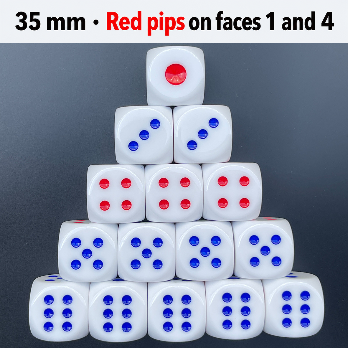 Resin Dice with Rounded Corners, 30 mm, 35 mm and 50 mm