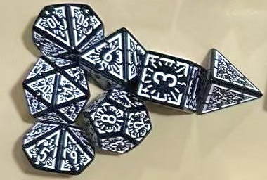 18 mm Antique-Pattern Acrylic Polyhedral Dice Sets