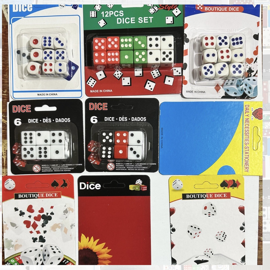 Assorted Acrylic Dice in Blister Card Packs